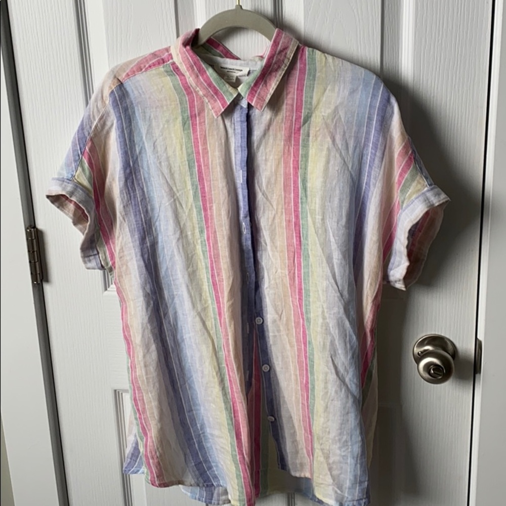 Multi-Colored Striped Button Up